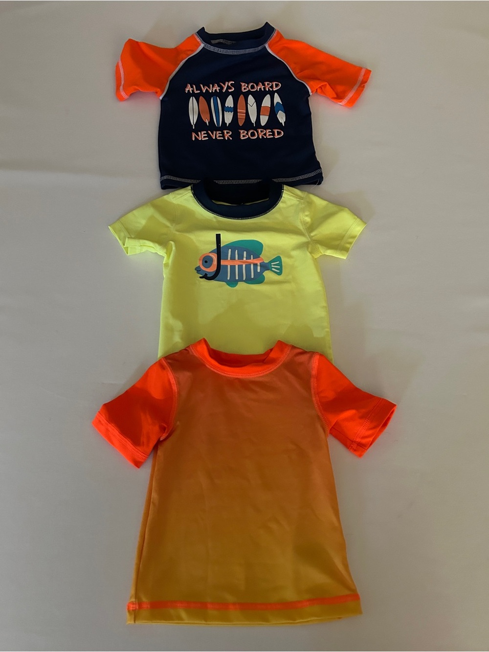 Kids Rashguard Tops - Navy, Neon Yellow, Orange